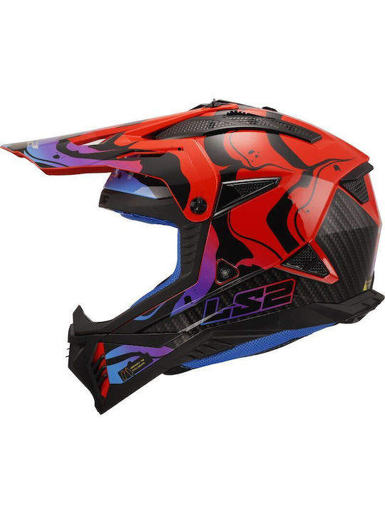 LS2 MX708 Fast II Wash Red Cască Moto Motocross 1050gr