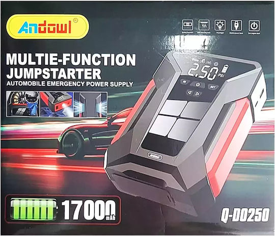 Andowl Q-DO250 Φορητός Εκκινητής Μπαταρίας Αυτοκινήτου 1500mAh με Power Bank / USB