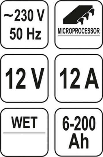 Yato Φορτιστής Μπαταρίας Αυτοκινήτου 12V 12V 200A