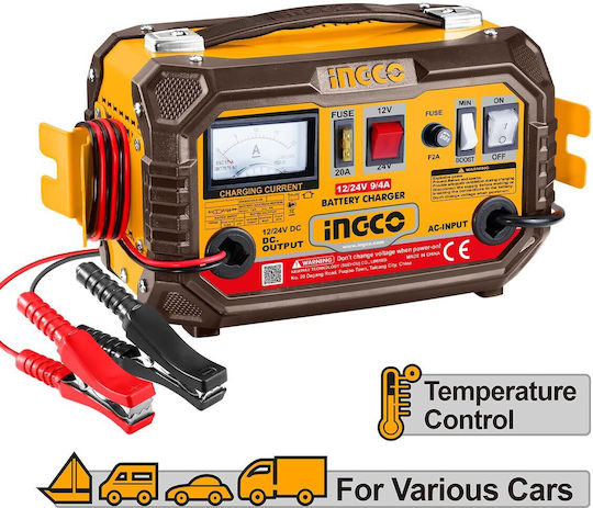 Ingco Φορτιστής Μπαταρίας Αυτοκινήτου 12/24V
