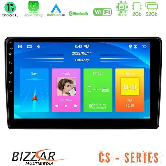 Bizzar Sistem Audio Auto 2DIN cu A/C (Bluetooth/USB/WiFi/GPS/Apple-Carplay/Android-Auto) cu Ecran Tactil 9"