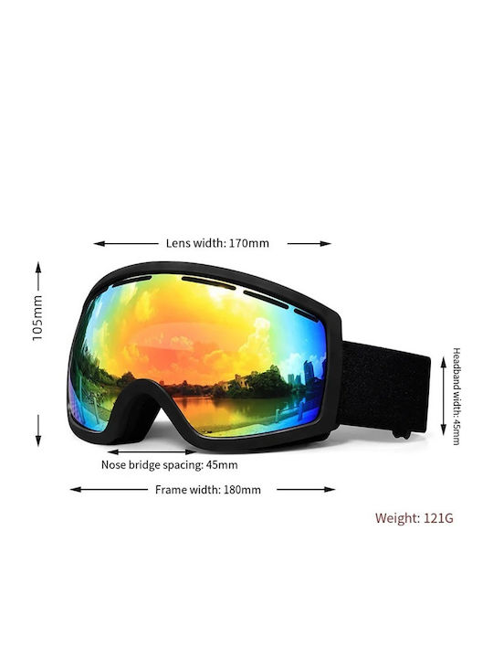 Ski- & Snowboardbrille Erwachsene Weiß mit Linse Spiegel in Farbe Ski- & Snowboardbrille Erwachsene Weiß mit Linse Spiegel in Farbe