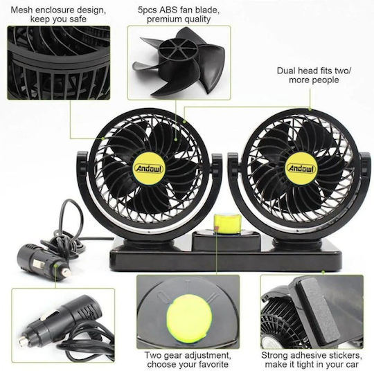 Andowl Qfs30312 Διπλός Ανεμιστήρας Αυτοκινήτου 12V