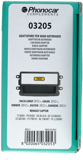 Phonocar Πρόσοψη 1 Din για Dacia Dokker / Duster / Lodgy / Logan / Sandero - Renault Captur
