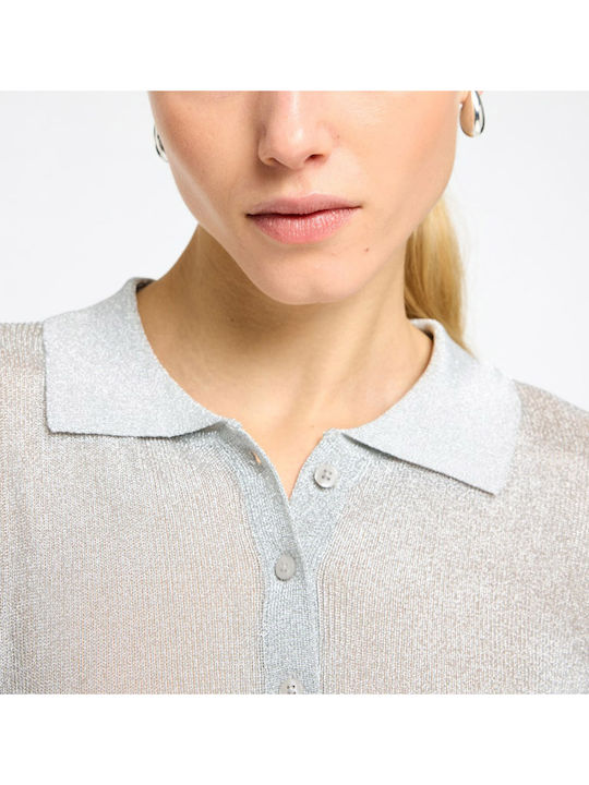 Women's Long Sleeve Sweater Silver