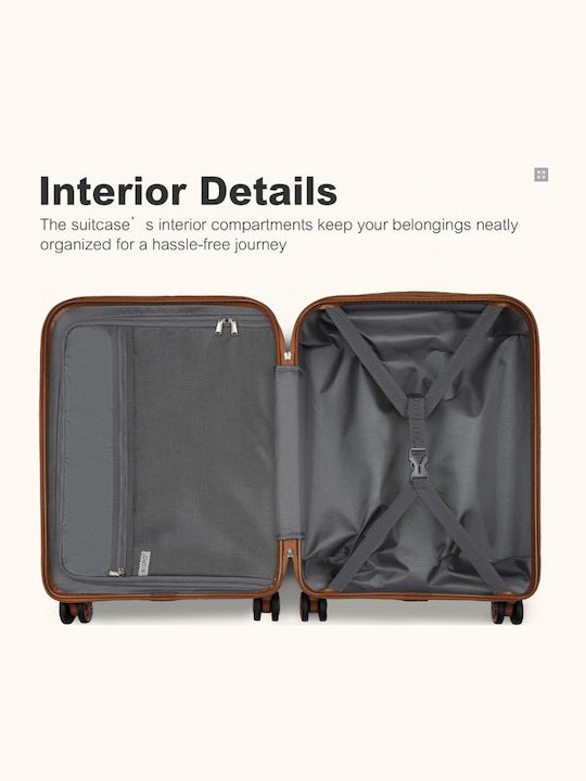Miss Lulu Reisekoffer Kabine Hart Cream Und Braun Mit 4 Räder Höhe 55cm