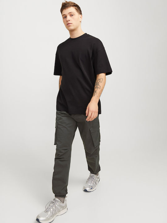 Jack & Jones Trousers Cargo Elastic Black-sand