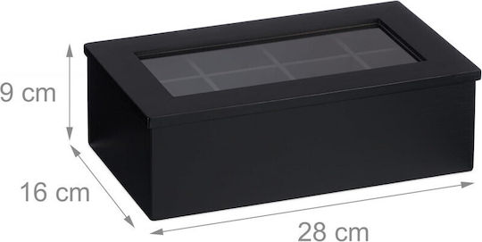 Relaxdays Caseta Pentru Ceai / Cafea Cu Capac Din Lemn Negru 16x9x28cm