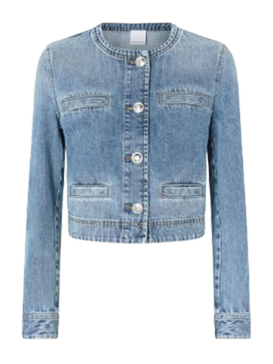 Pinko Women's Short Jean Jacket for Spring or Autumn Blue