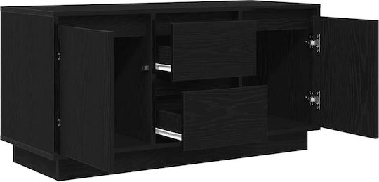 TV-Ständer mit LED-Beleuchtung Schwarze Eiche
