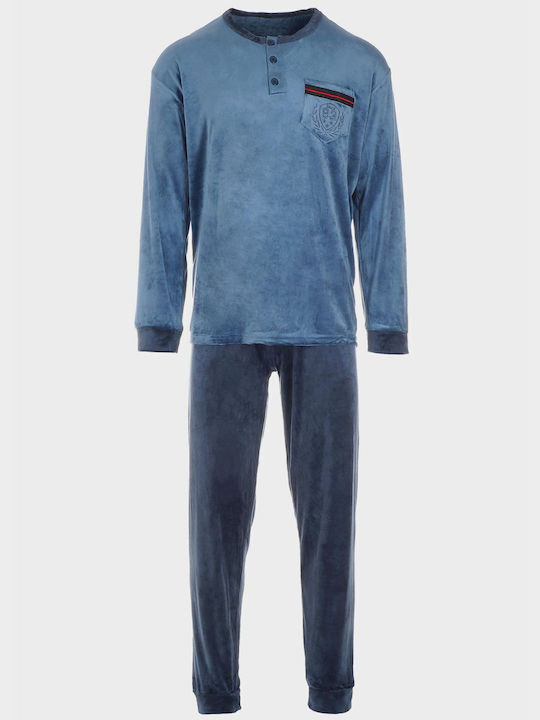 G Secret Men's Winter Velvet Pajamas Set BLUE