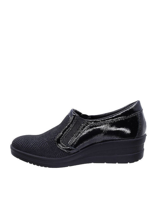 Anatomische Damen Slip-Ons Leder Schwarz