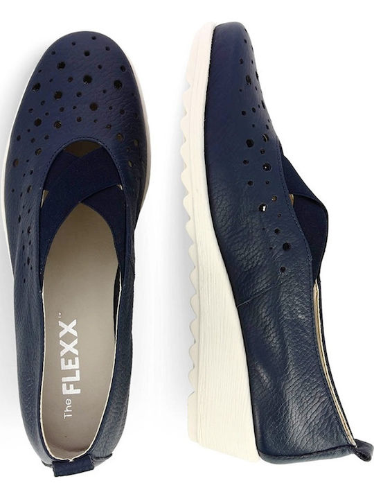 Anatomische Damen Slip-Ons Leder Blau