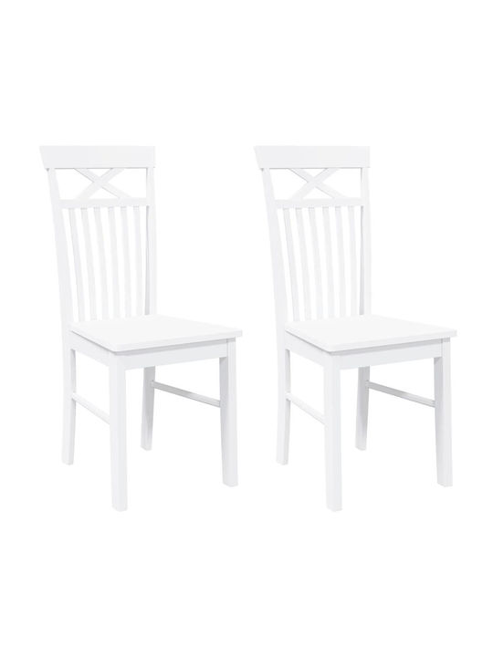 Dining Room Wooden Chair White 42.5x53.5x94cm 2pcs