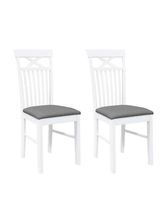 Dining Room Wooden Chair White 42.5x53.5x94cm 2pcs