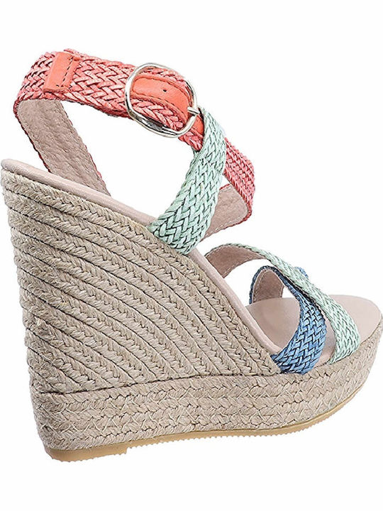 Women's Leather Platform Espadrilles Orange