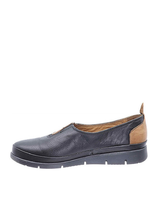 18604 Anatomische Damen Slip-Ons Leder Schwarz