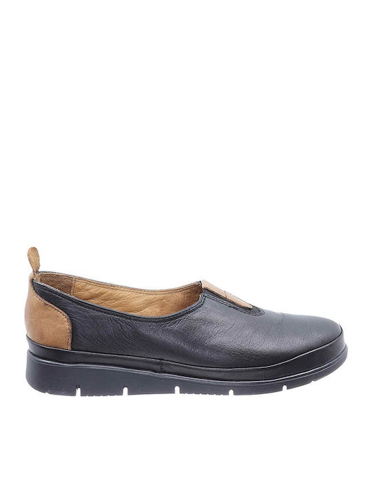 18604 Anatomische Damen Slip-Ons Leder Schwarz