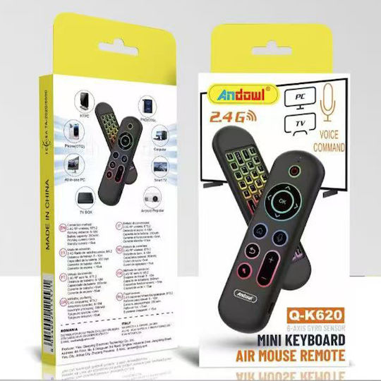 Andowl Συμβατό Τηλεχειριστήριο Airmouse Qk620 για Τηλεοράσεις