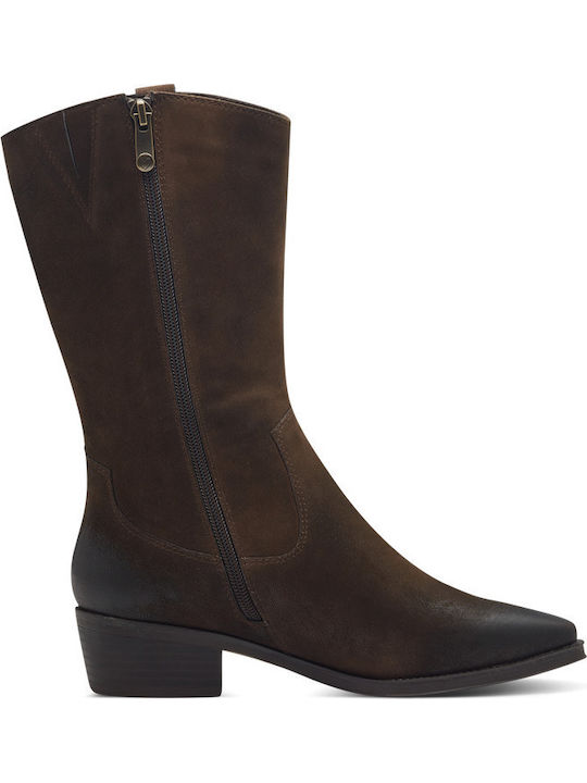 Leder Damen Cowboy-Stiefeletten Braun