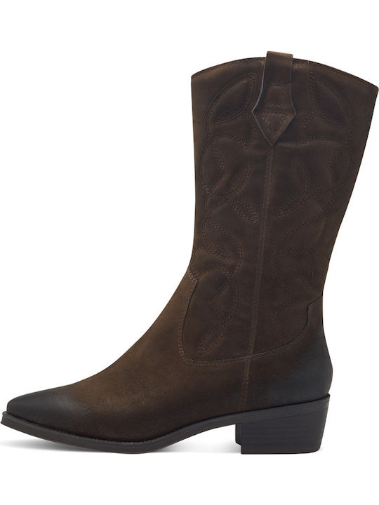Leder Damen Cowboy-Stiefeletten Braun