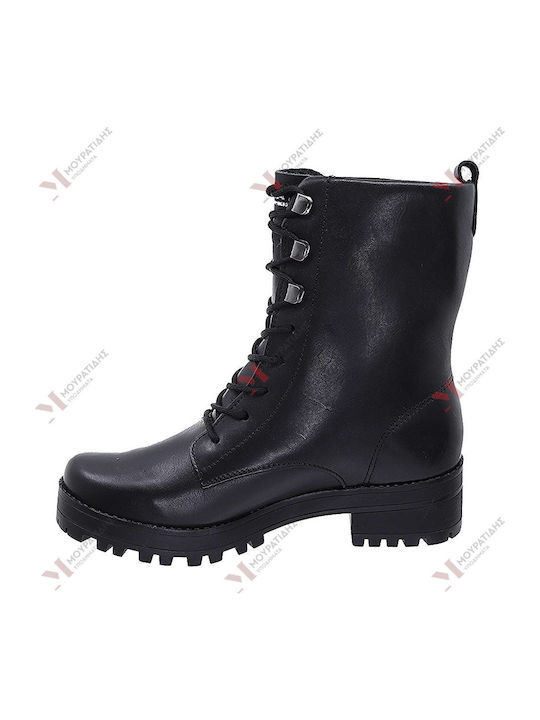 Leder Stiefeletten Damen Schwarz