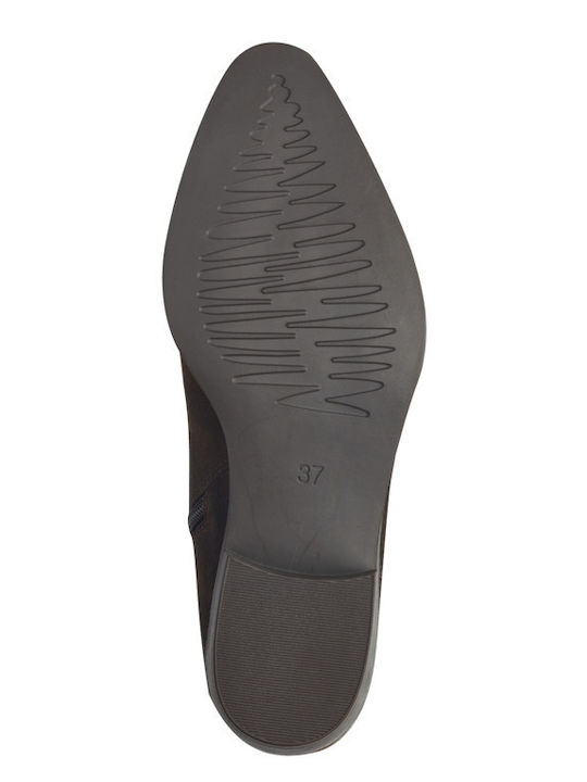 Leder Damen Cowboy-Stiefeletten Braun