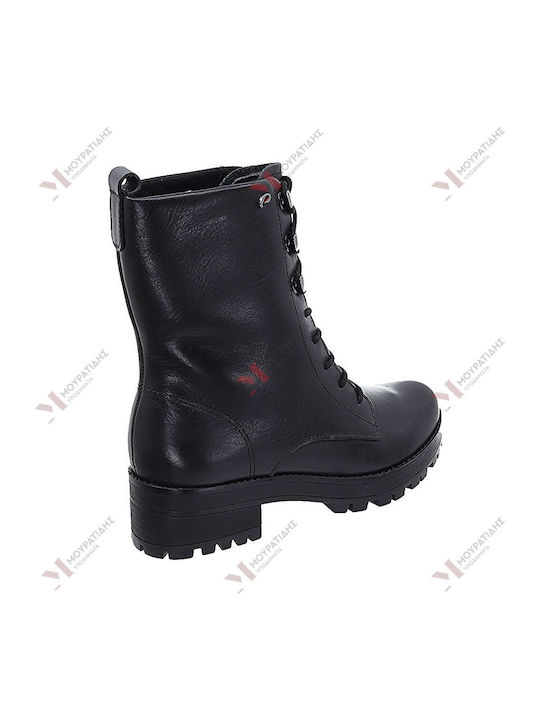 Leder Stiefeletten Damen Schwarz