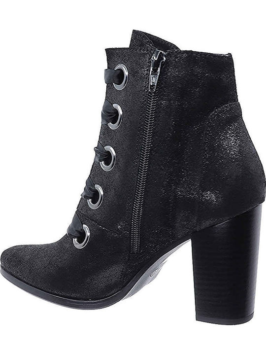 Leder Stiefeletten Damen Schwarz
