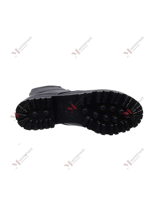 Leder Stiefeletten Damen Schwarz