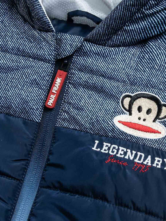 Kids' Casual Jacket Sleeveless with Lining & Hood Navy Blue
