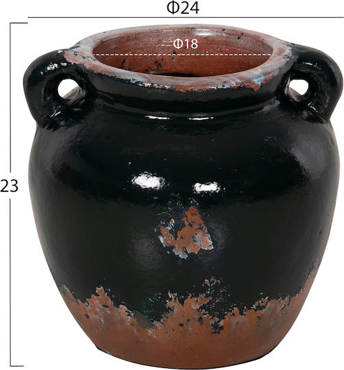 HomeMarkt Βάζο Πήλινο Μαύρο Φ24xΥ23cm