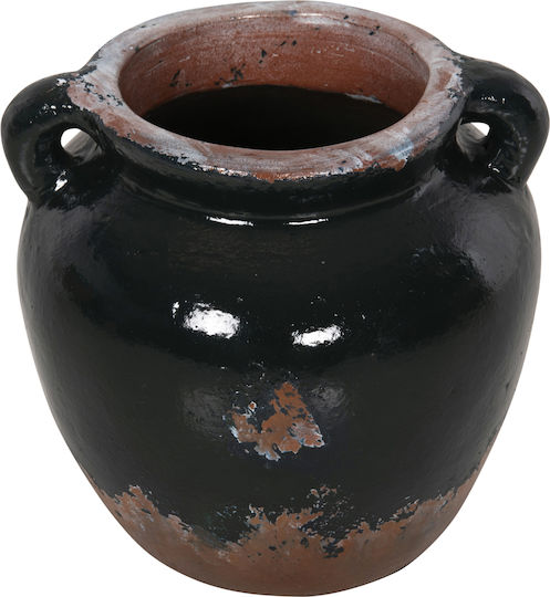 HomeMarkt Διακοσμητικό Βάζο Πήλινο Μαύρο Φ24xΥ23cm