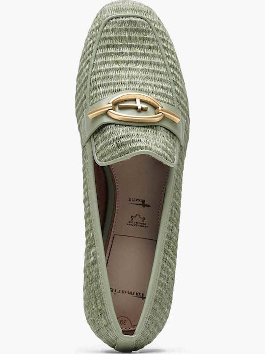 Δερμάτινα Γυναικεία Loafers σε Πράσινο Χρώμα