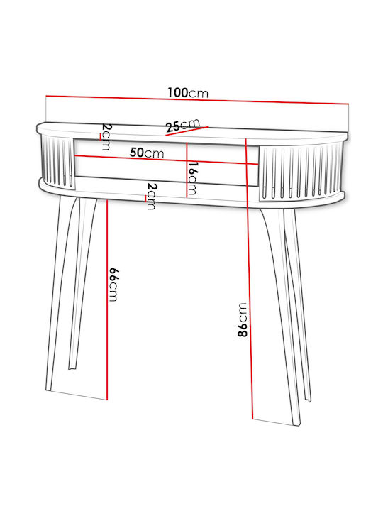 Roenni Console Table Wood & Metal Leuko L100xW25xH86cm