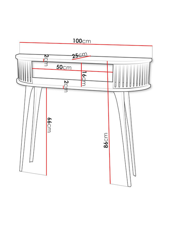 Roenni Console Table Wood & Metal Gold, Mauro L100xW25xH86cm