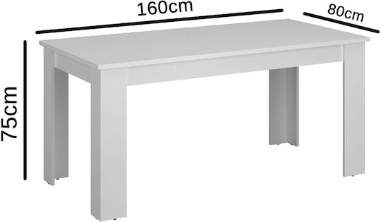 Erden Masă Pentru Sala De Mese Din Lemn Alb 160x80x75,1cm