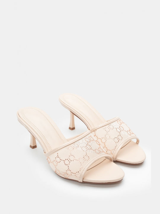 Luigi Heel Mules Beige