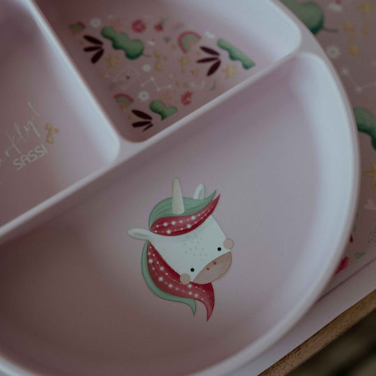 Sassi Junior Παιδικό Μπωλ Φαγητού από Σιλικόνη Ροζ Sparkly The Unicorn
