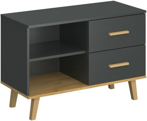 Μπουφές Pluton mit Schubladen Anthracite-Gold Oak 90x40x60.6cm