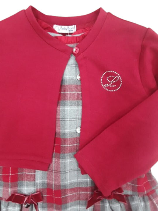Mädchenkleid Kurzärmelig Geprüft Set aus 2 mit Mantel Rot