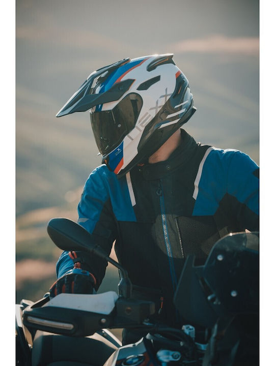 Nexx Y.Travl Quest White / Blue / Red Motorcycle Helmet On-Off DOT / ECE 22.06 1750gr with Pinlock and Sunvisor