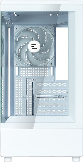 Zalman P10 Gaming Mini-Turm Computergehäuse mit Seitenfenster und RGB-Beleuchtung Weiß
