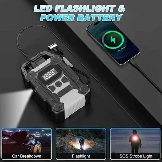 Andowl Τρόμπα Αυτοκινήτου Power Bank Inflatable Pump με Καλώδιο Αναπτήρα 12V