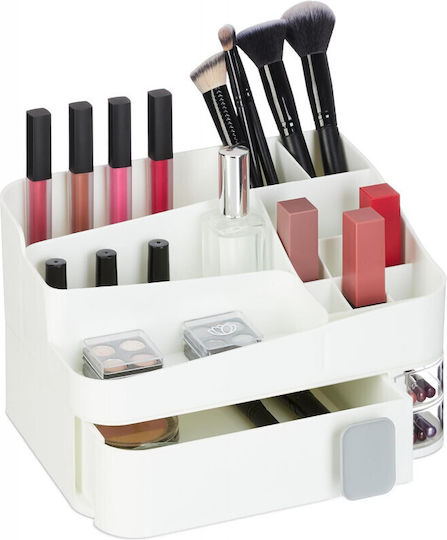 Relaxdays Organizator Cosmetice Cu Sertare Și Separatoare Alb 26x21x15cm