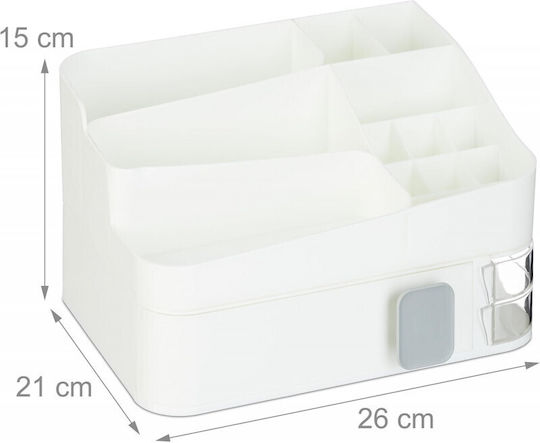 Relaxdays Organizator Cosmetice Cu Sertare Și Separatoare Alb 26x21x15cm