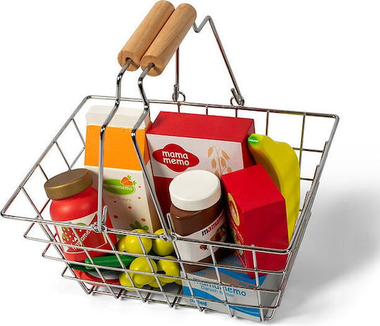 Metal Children's Basket with Wooden Handle Supermarket
