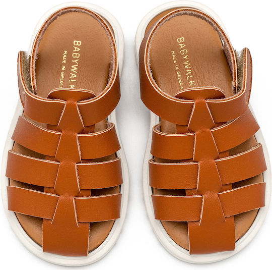 Babywalker Βαπτιστικά Δερμάτινα Πέδιλα Terracotta