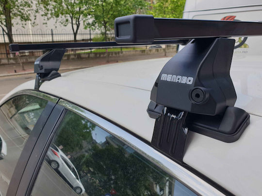 Menabo Bare De Acoperiș Pentru Mașină Oțel 130 Cm Pentru Audi Q2 Nissan Note 5d 2016+ Set Cu Picioare Negre