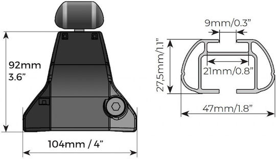 Menabo 130cm. pentru Fiat Scudo 1994-2006 (Set cu picioare)